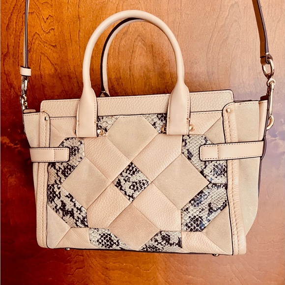 Coach Swagger Exotic Embossed Patchwork Leather/Suede Beechwood Satchel Bag- GUC - Picture 2 of 16